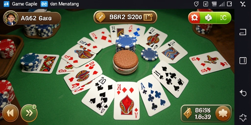 Tampilan gameplay menegangkan dalam permainan Gaple AA62.