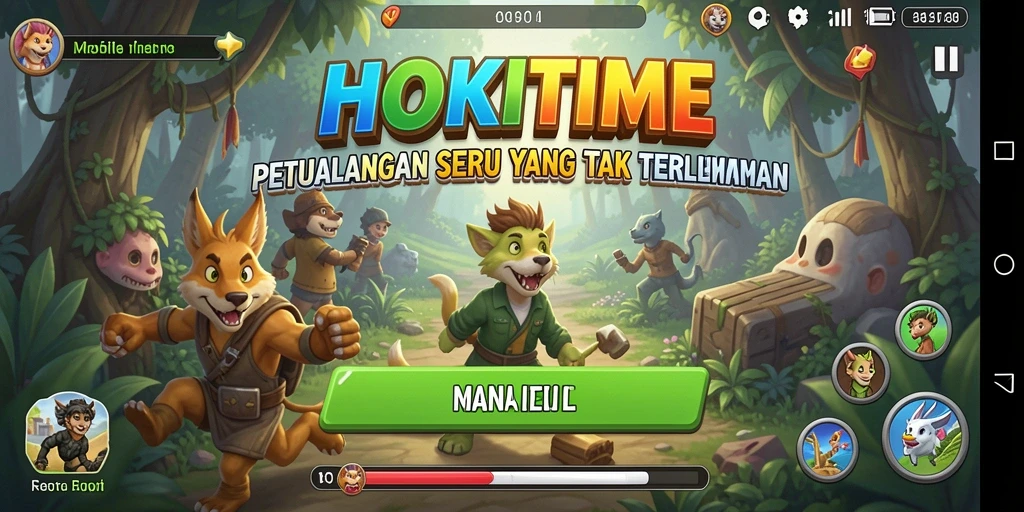 Screenshot HOKITIME menampilkan aksi petualangan yang mendebarkan.