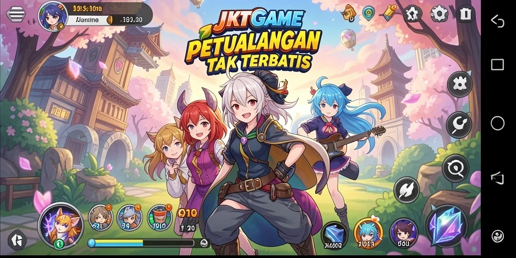 Screenshot gameplay JKTGAME menampilkan aksi epik anime.