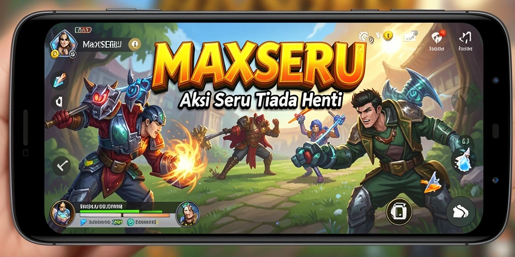 Screenshot menampilkan aksi menegangkan dalam MAXSERU dengan pertarungan seru.