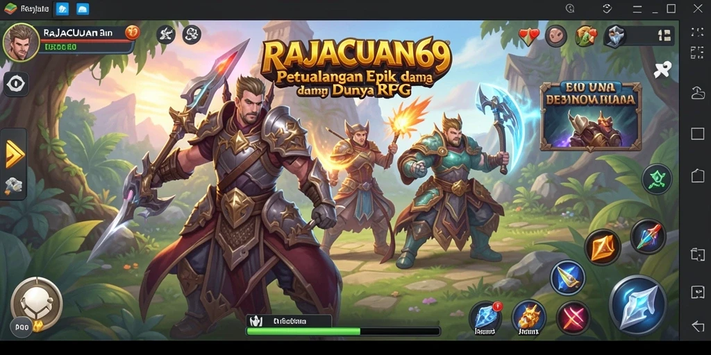 Tampilan gameplay seru di RAJACUAN69 dengan karakter yang beragam.